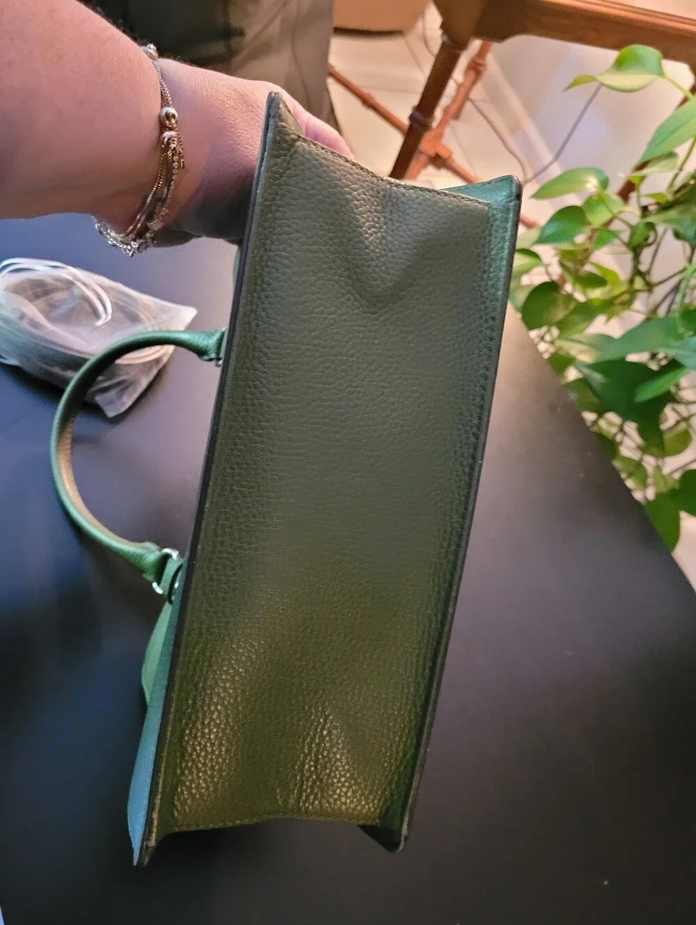 kate spade Green Pebbled Leather Satchel with Detachable Strap
